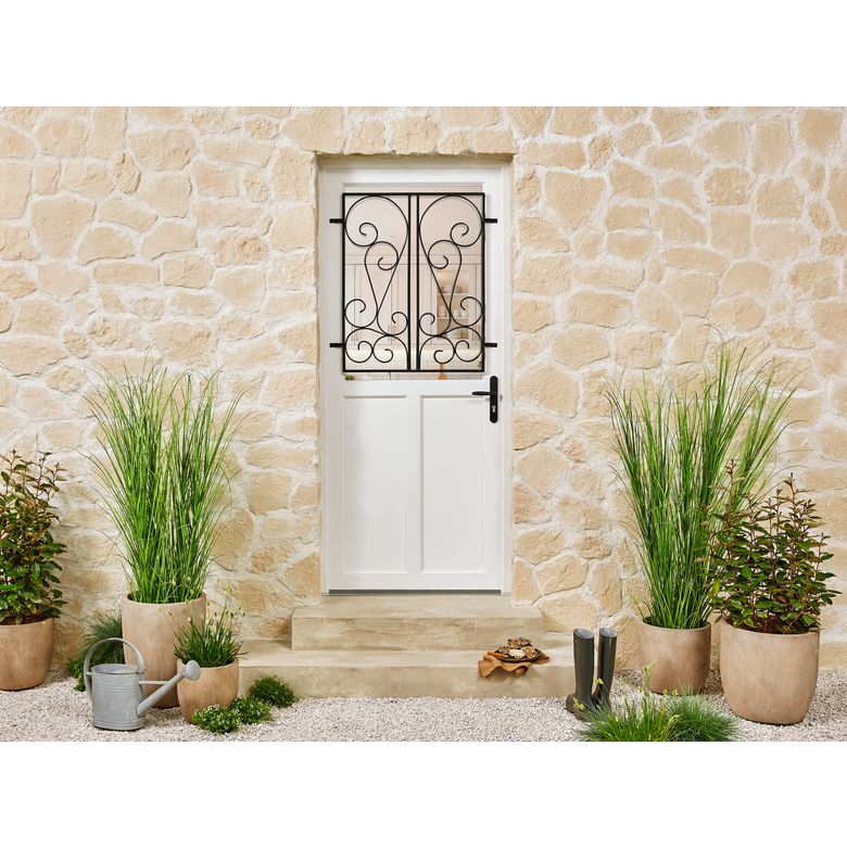 Porte d'entrée GUERANDE 2 PVC Blanc 215 x 90 cm-Lapeyre