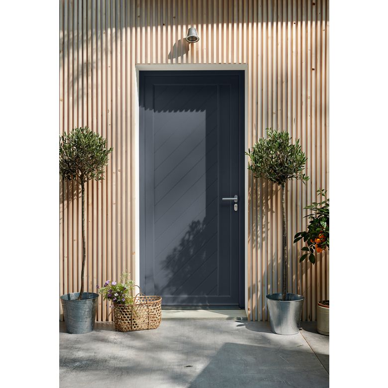 Porte d'entrée ALIANA PVC Gris/Blanc 215 x 90 cm-Lapeyre