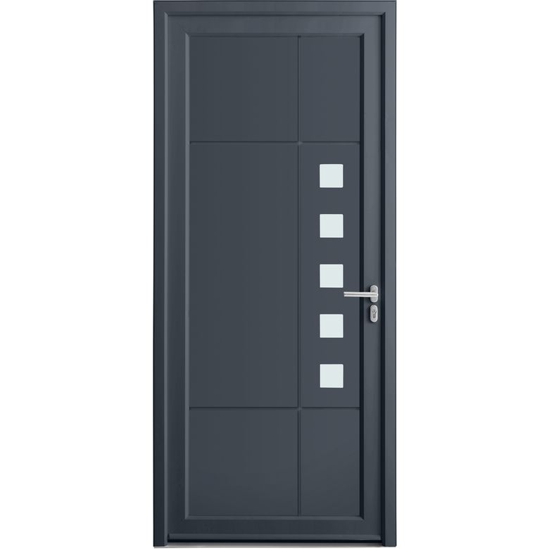 Porte d'entrée AUBIN PVC Gris/Blanc 215 x 90 cm