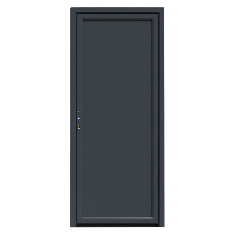 Porte de service PVC ARIA Gris plaxé/ Blanc avec barillet H.200 x l.80 droite Main Image