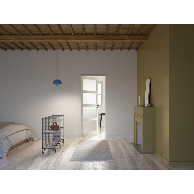 Bloc-porte fin de chantier vitrée blanc laqué ELEGANCE| Lapeyre