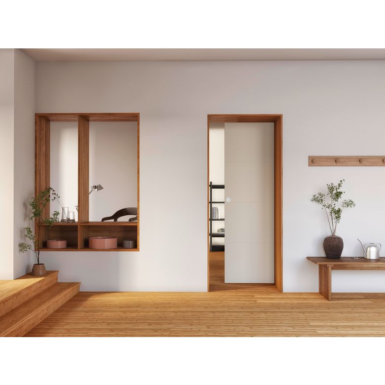 Porte coulissante HARMONIE prépeint - avec serrure-Lapeyre