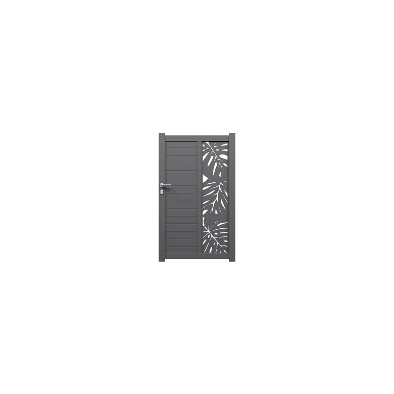 Portillon ANDRIA décor monstera aluminium H.168 x l.100 gris anthracite RAL 7016 Main Image