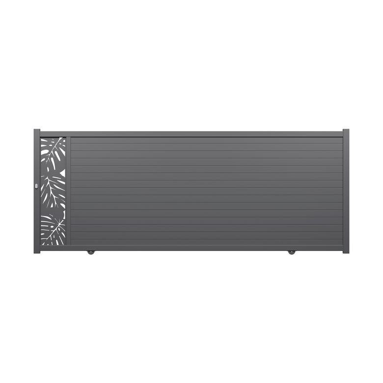 Portail coulissant ANDRIA décor monstera alu H.168xl.425 gris anthracite RAL7016 Main Image