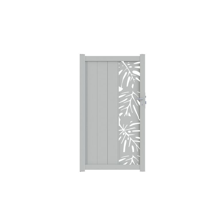 Portillon aluminium décor monstera blanc VICTORIN
