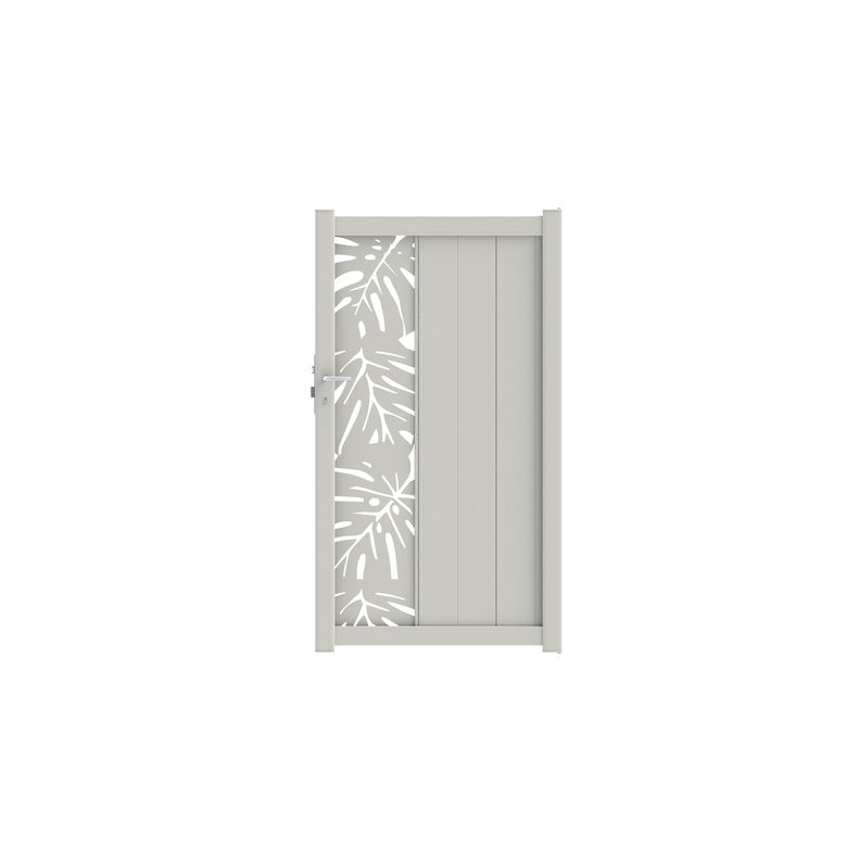 Portillon VICTORIN décor monstera aluminium H.180 x l.100 blanc RAL 9016 droite Main Image