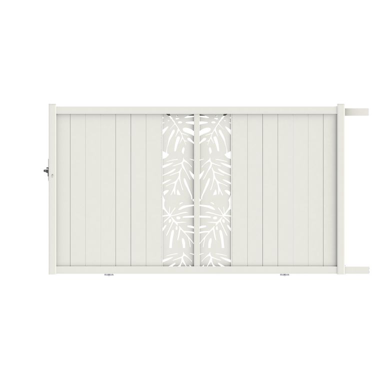 Portail coulissant VICTORIN monstera alu H.178 x l.300 blanc RAL 9016 droite Main Image