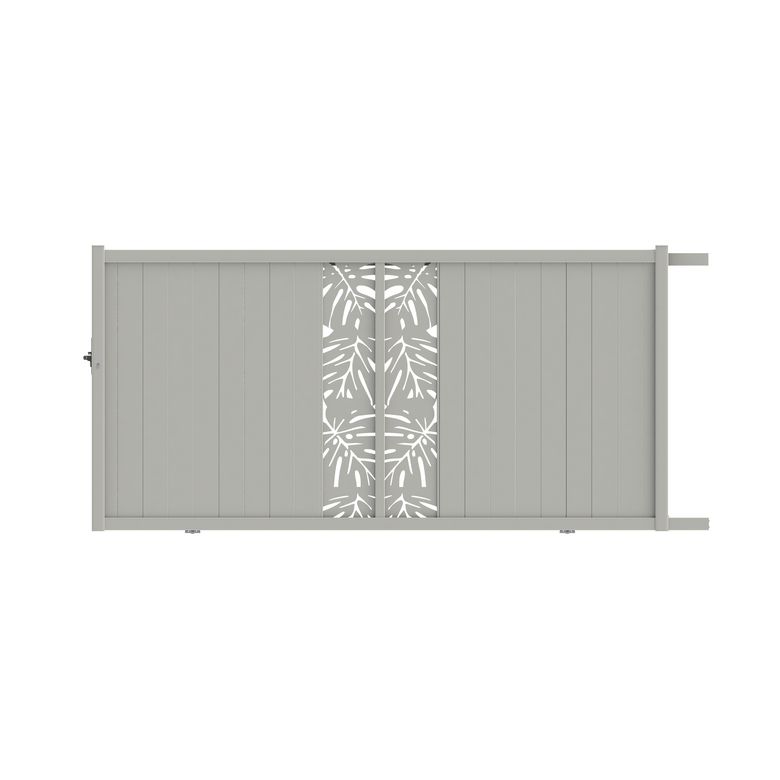 Portail coulissant VICTORIN monstera alu H.178 x l.350 blanc RAL 9016 droite Main Image