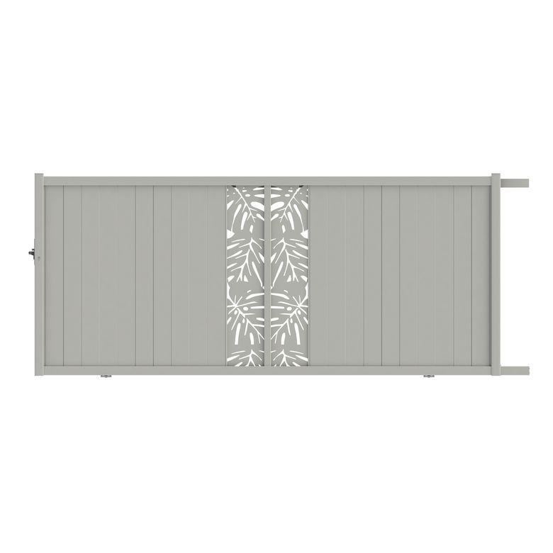 Portail coulissant VICTORIN monstera alu H.178 x l.400 blanc RAL 9016 droite Main Image