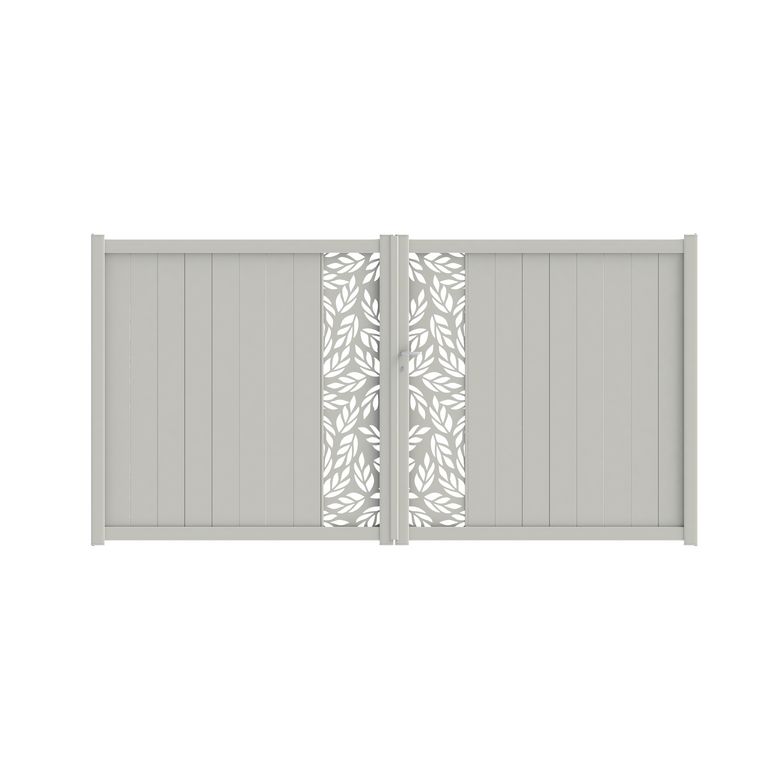 Portail battant aluminium décor orge blanc VICTORIN