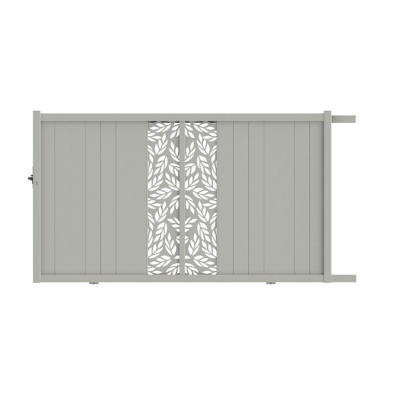 Portail coulissant VICTORIN décor orge alu H.178 x l.300 blanc RAL 9016 droite Main Image