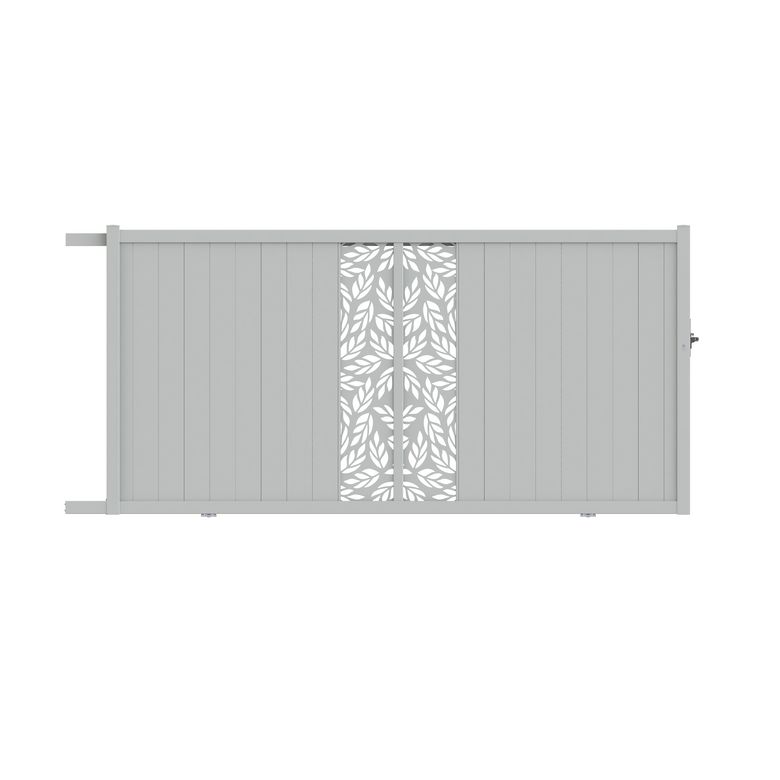 Portail coulissant aluminium décor orge blanc VICTORIN