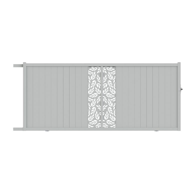 Portail coulissant aluminium décor orge blanc VICTORIN