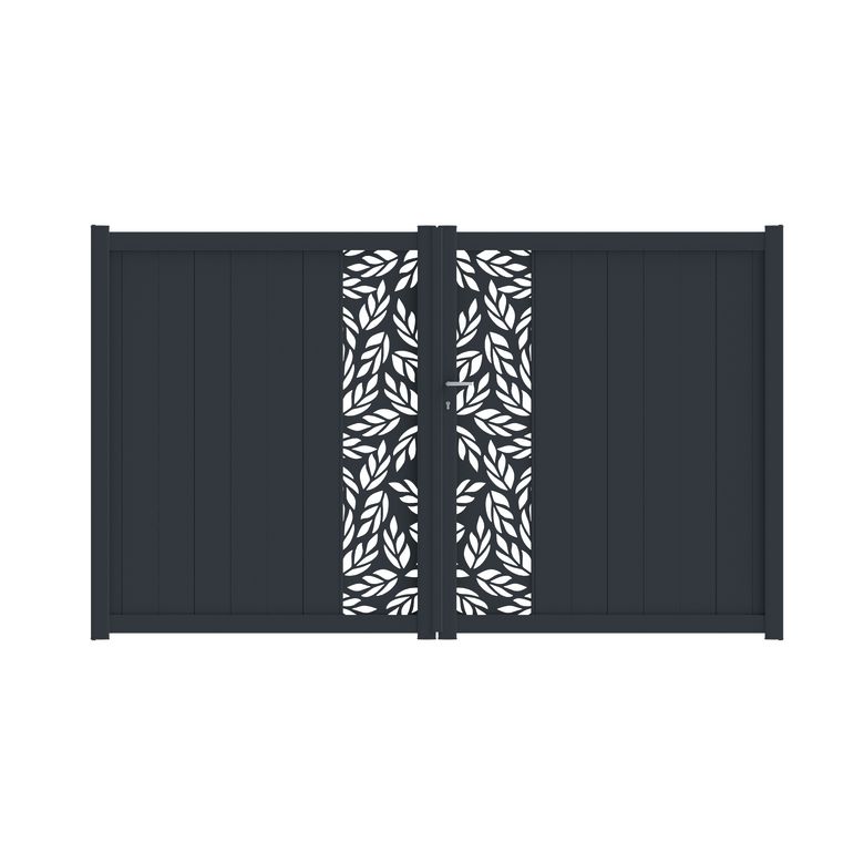Portail battant VICTORIN décor orge alu H.180 x l.300 gris anthracite RAL 7016 Main Image