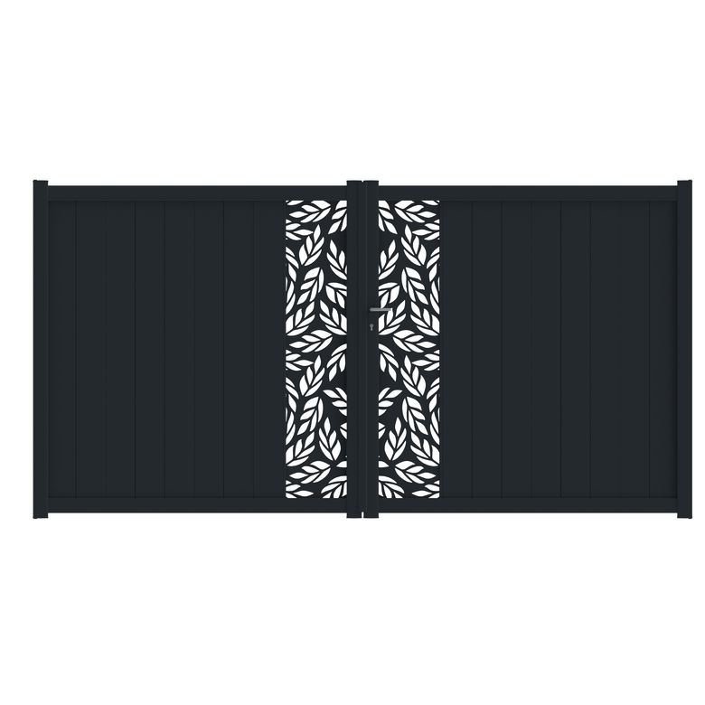 Portail battant aluminium décor orge gris VICTORIN