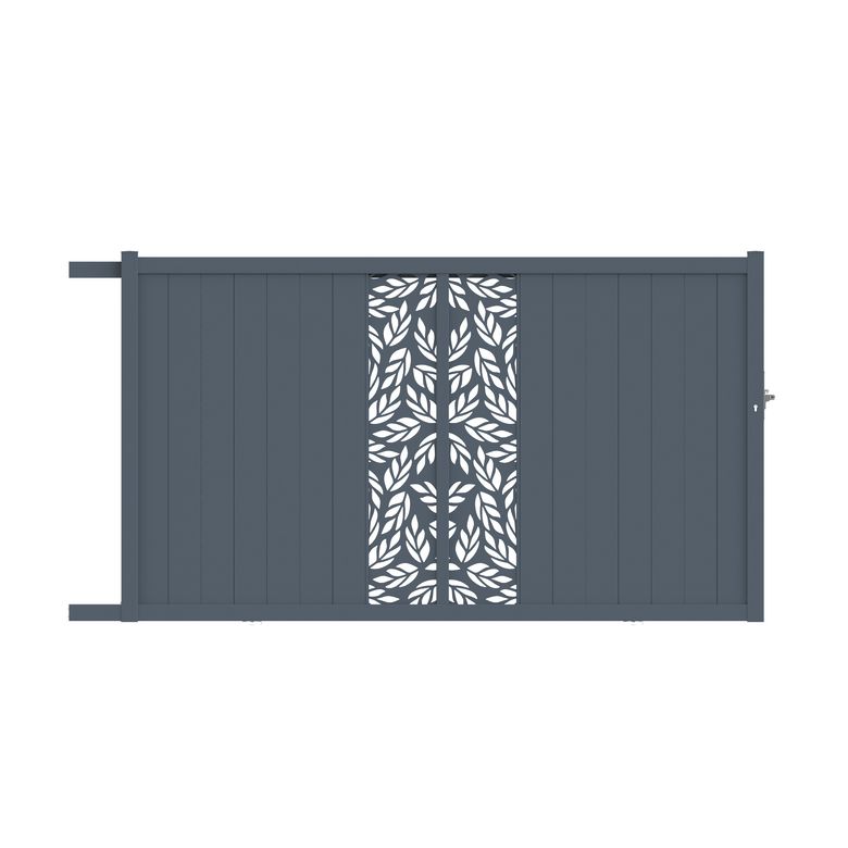 "Portail coulissant aluminium 178 cm décor orge gris VICTORIN-Lapeyre"