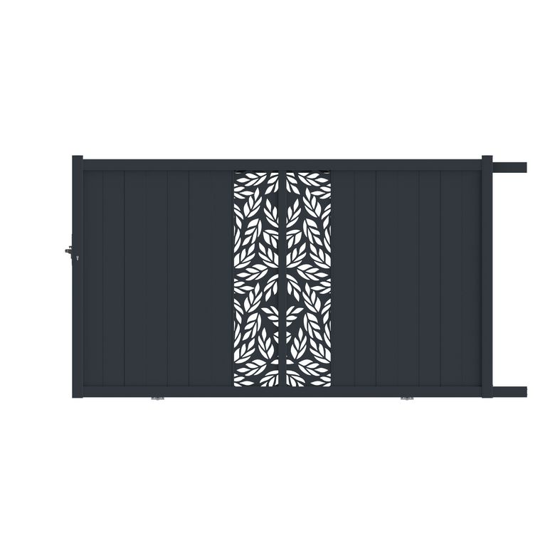 Portail coulissant VICTORIN décor orge alu H.178xl.300 gris ant. RAL 7016 droite Main Image