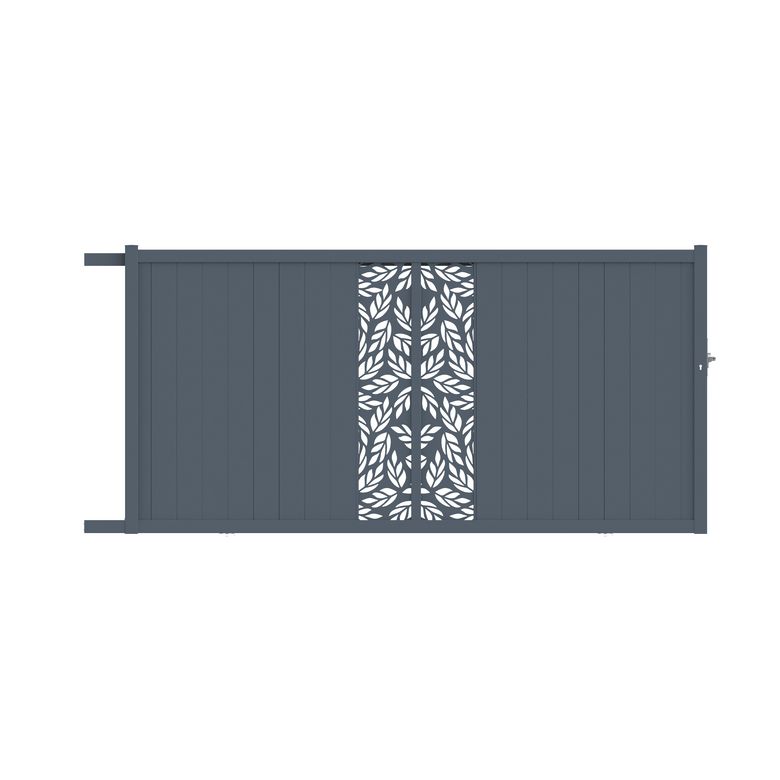 Portail coulissant aluminium décor orge gris VICTORIN