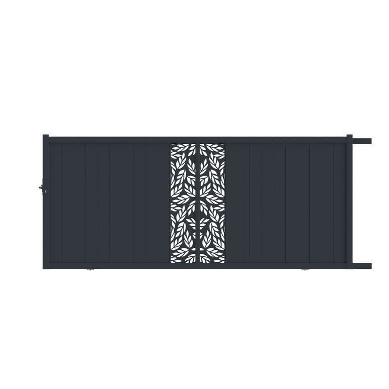 Portail coulissant VICTORIN décor orge alu H.178xl.400 gris ant. RAL 7016 droite Main Image