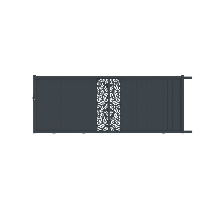 Portail coulissant aluminium décor orge gris VICTORIN