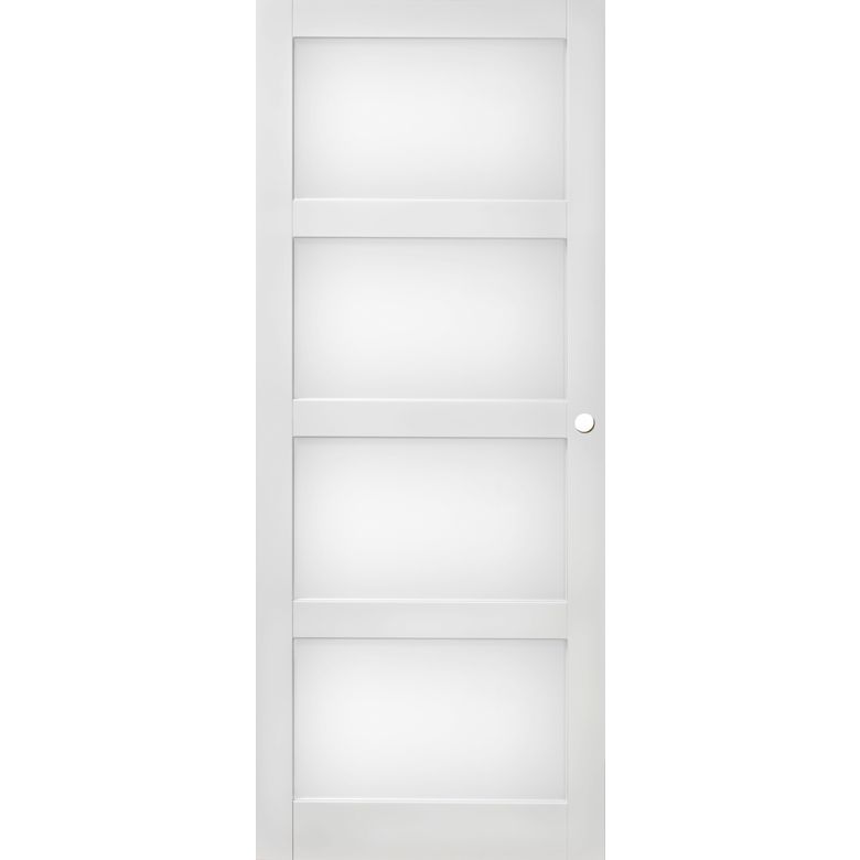 Porte coulissante ELEGANCE vitrée *** Laqué blanc sans serrure