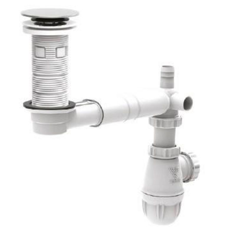 Siphon blanc gain de place VALENTIN avec trop-plein