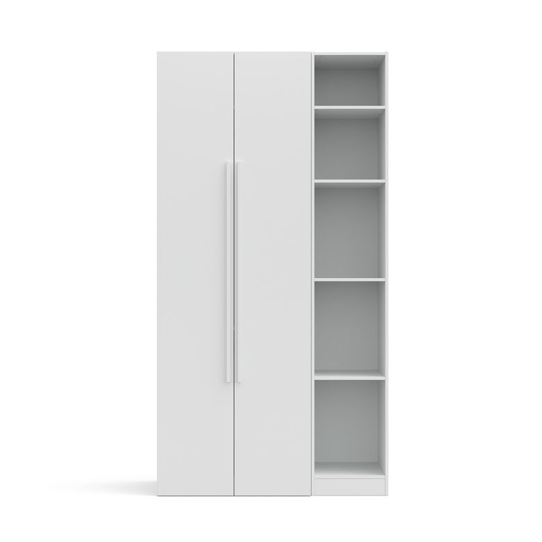 Armoire blanche 2 portes + niches L.140 cm Pléiade