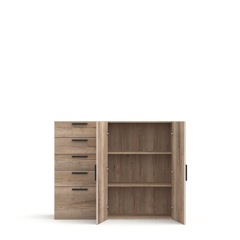 Commode chêne Halifax/blanc L.120 cm Pléiade