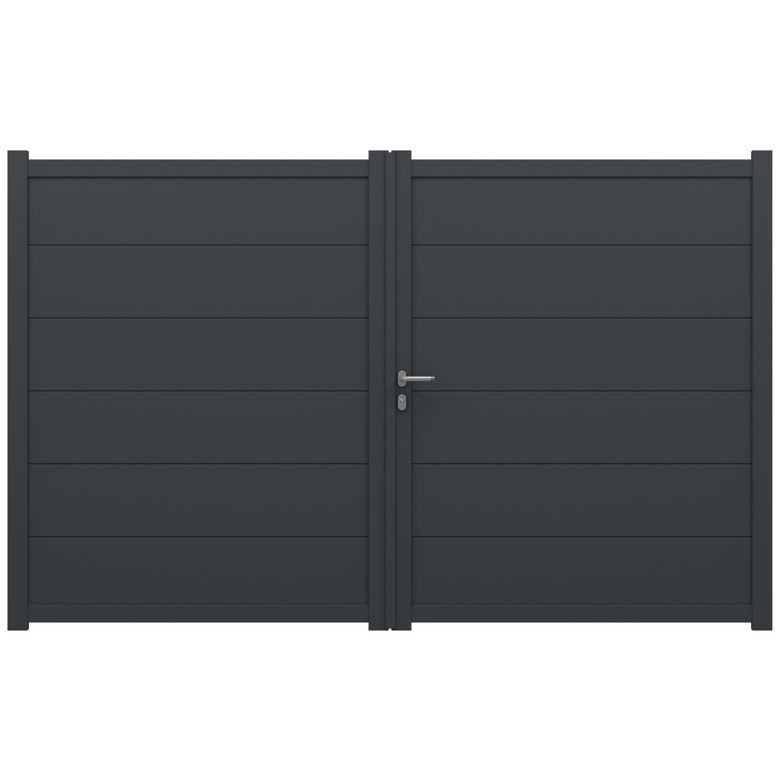 Portail battant FERRARE aluminium H.188 x l.300 gris anthracite RAL 7016 Main Image
