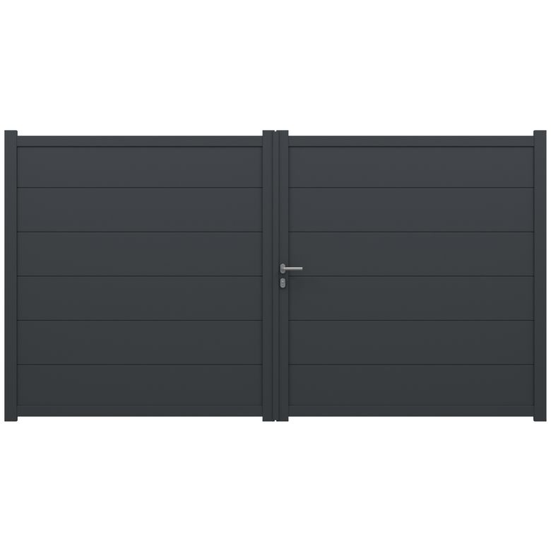 Portail battant FERRARE aluminium H.188 x l.350 gris anthracite RAL 7016 Main Image