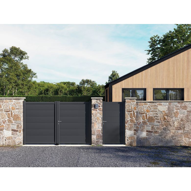 Portail battant FERRARE aluminium gris-Lapeyre