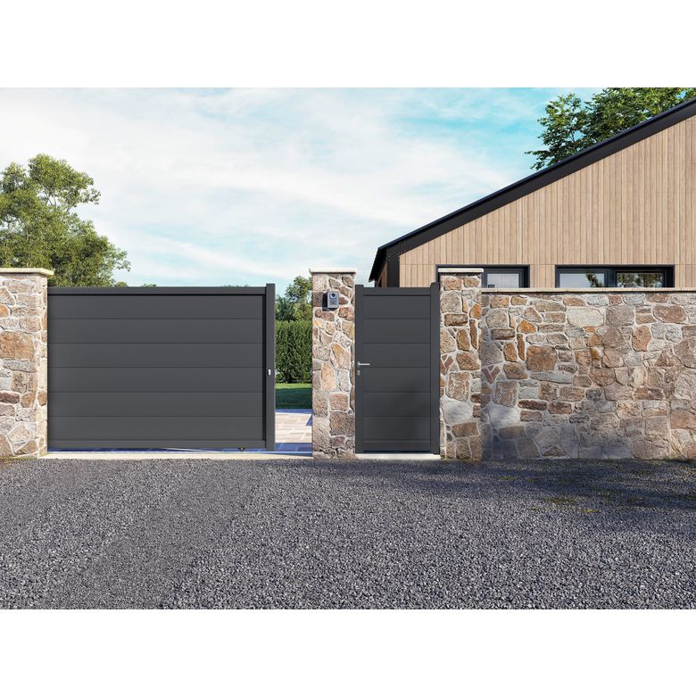 Portail coulissant FERRARE aluminium gris-Lapeyre