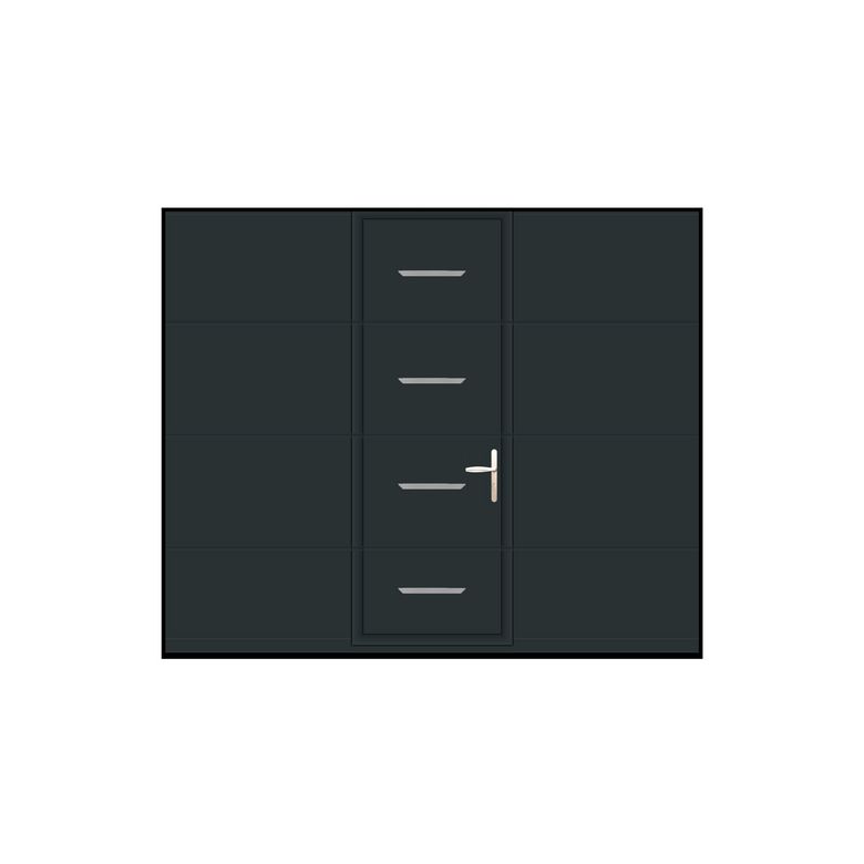 Porte de garage Antonin sectionnelle motif Tiret avec portillon motorisée SOMFY