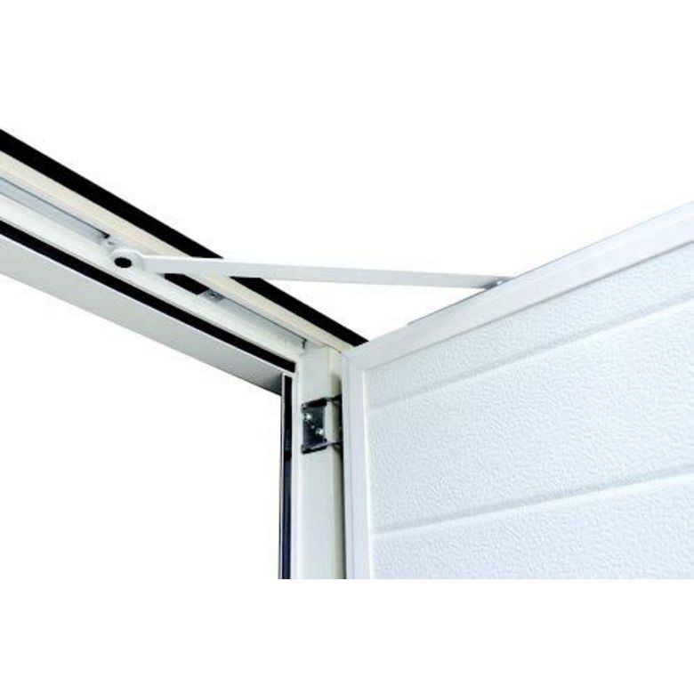 Porte de garage Antonin sectionnelle motif tiret avec portillon motorisée SOMFY - Lapeyre