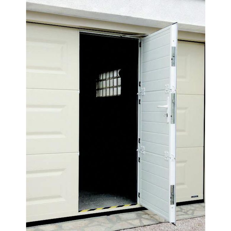 Porte de garage Antonin sectionnelle motif contemporain avec portillon motorisée SOMFY - Lapeyre