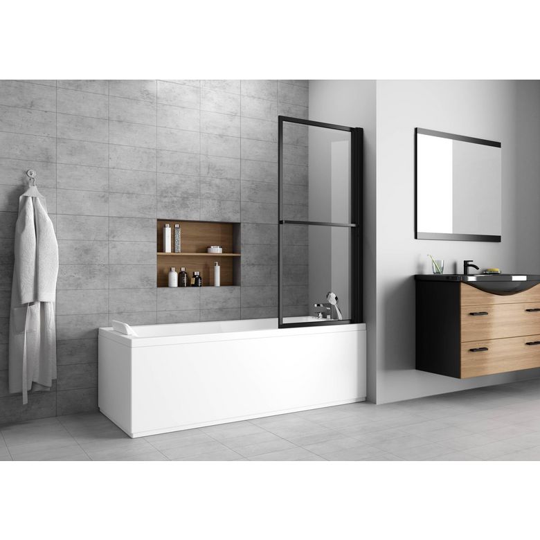 Pare baignoire OLA 1 volet relevable H.140xl.71 v.transp. prof.noir Main Image