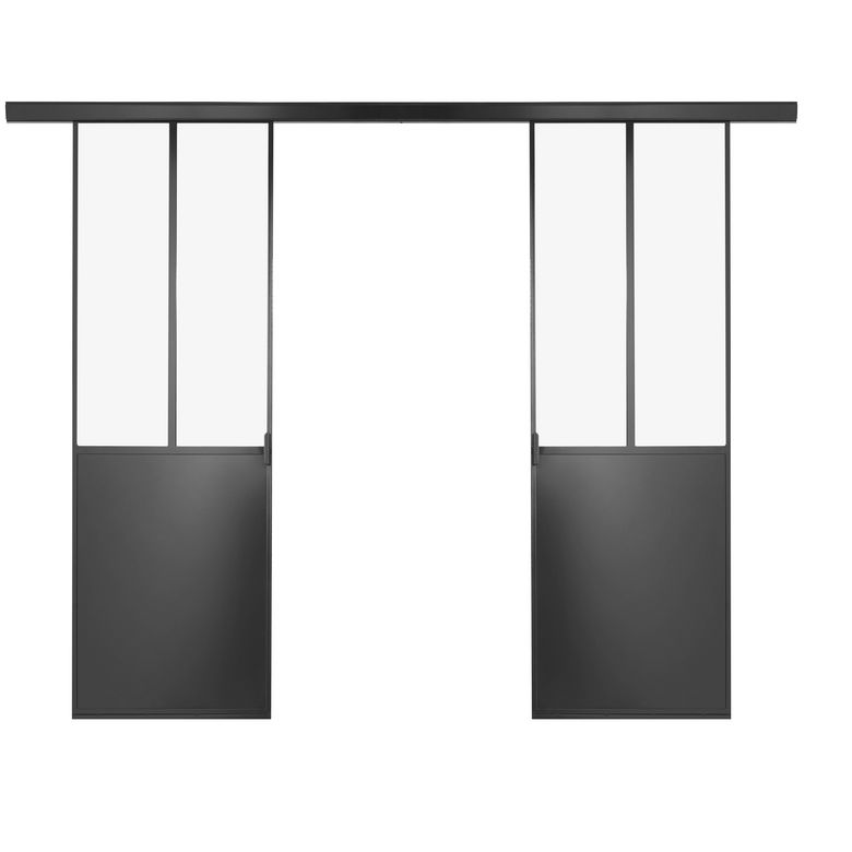 Porte coulissante créative acier vitrée