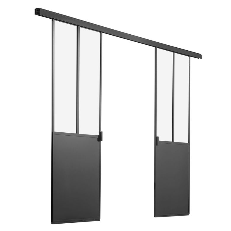 Porte coulissante créative acier vitrée