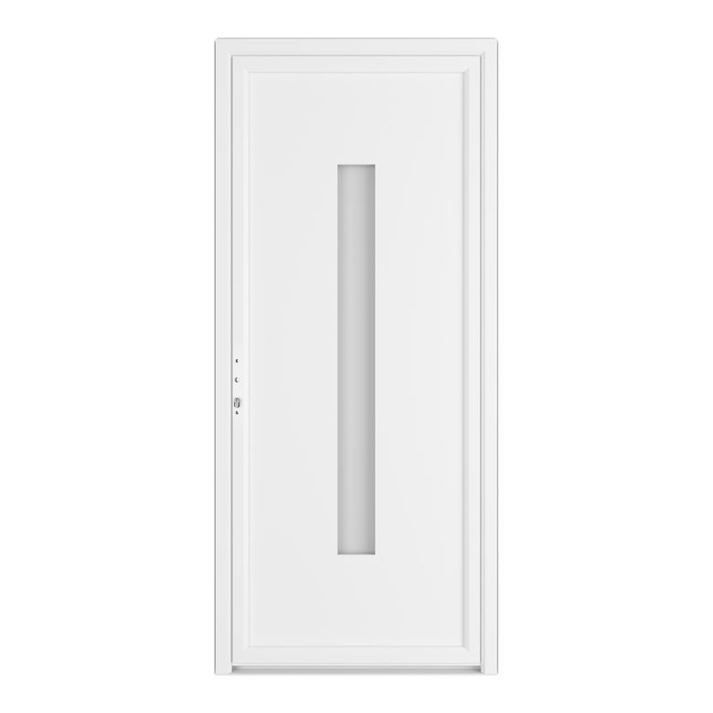 Porte d'entrée* PVC ABLOUX Blanc vitrage dépoli+ barillet 40x55 - H.215 x l.90 D Main Image