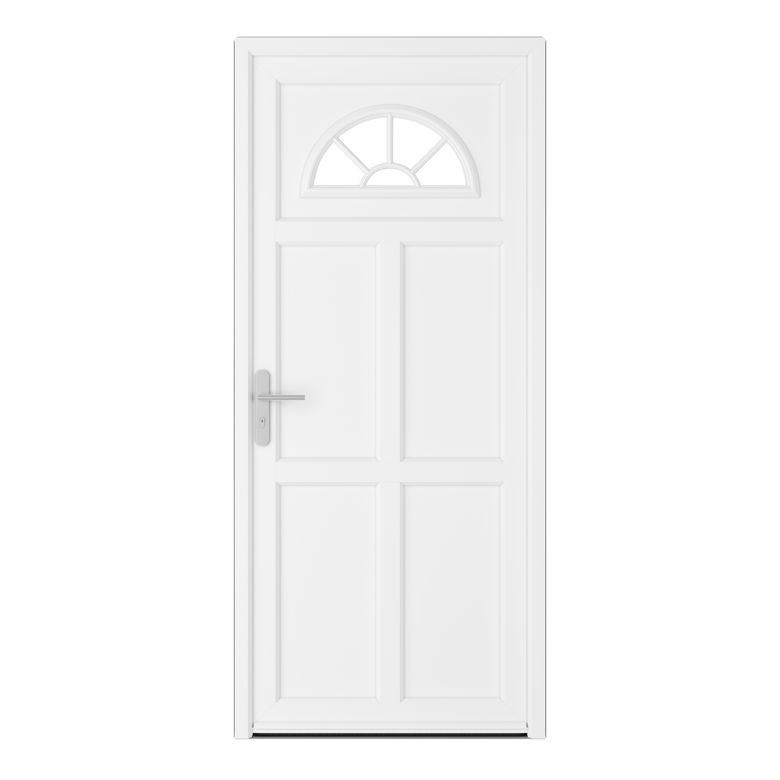 Porte d'entrée DINAN 2 PVC Gris/Blanc 215 x 90 cm-Lapeyre