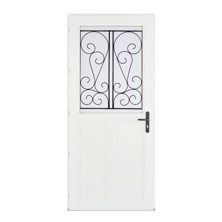 Porte d'entrée GUERANDE 2 PVC Blanc 215 x 90 cm-Lapeyre