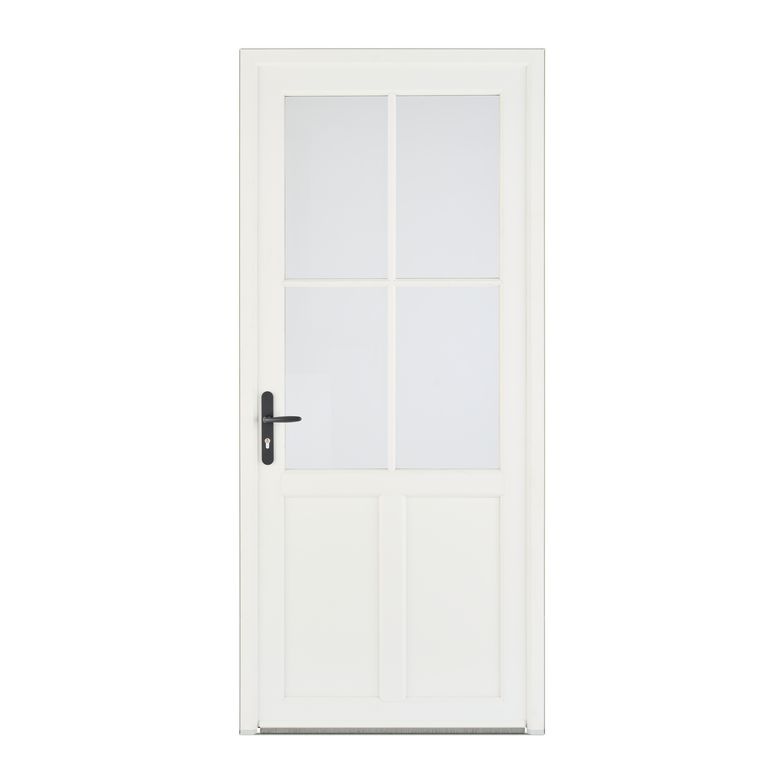 Porte d'entrée OLONNE 2 PVC Blanc 215 x 90 cm