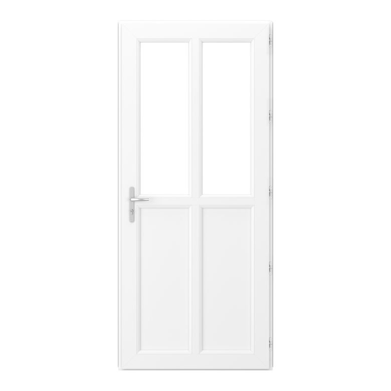 Porte d'entrée AMELIE PVC Chêne miel/Blanc 215 x 90 cm-Lapeyre