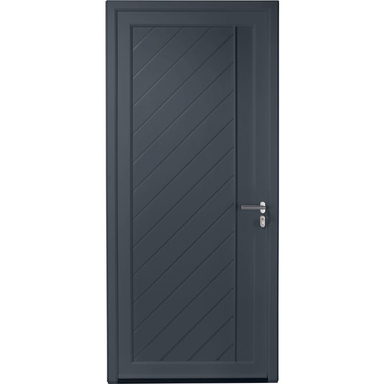 Porte d'entrée ALIANA 2 PVC Gris/Blanc 215 x 90 cm