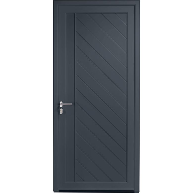 Porte d'entrée ALIANA PVC Gris/Blanc 215 x 90 cm-Lapeyre