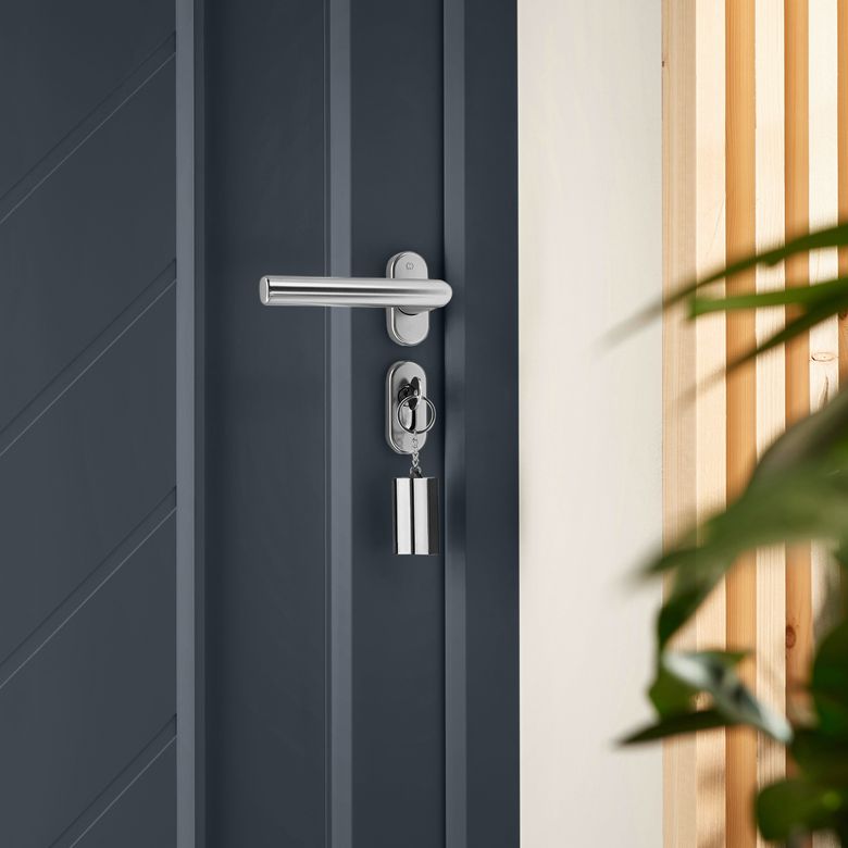 Porte d'entrée ALIANA PVC Gris/Blanc 215 x 90 cm-Lapeyre