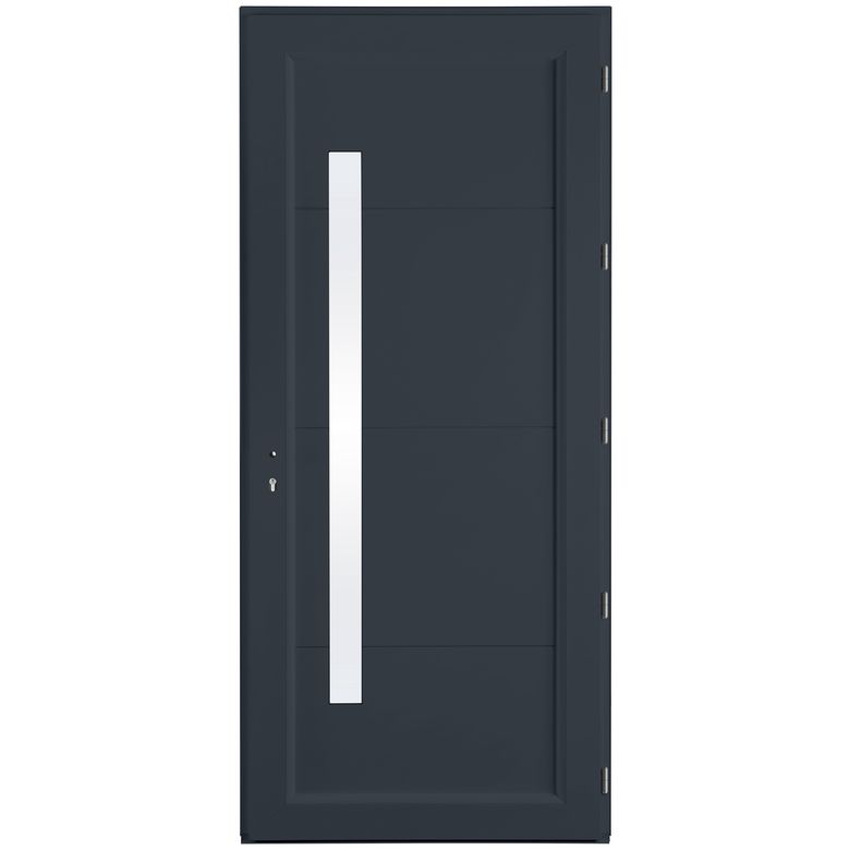 Porte d'entrée ALICE PVC Gris/Blanc 215 x 90 cm