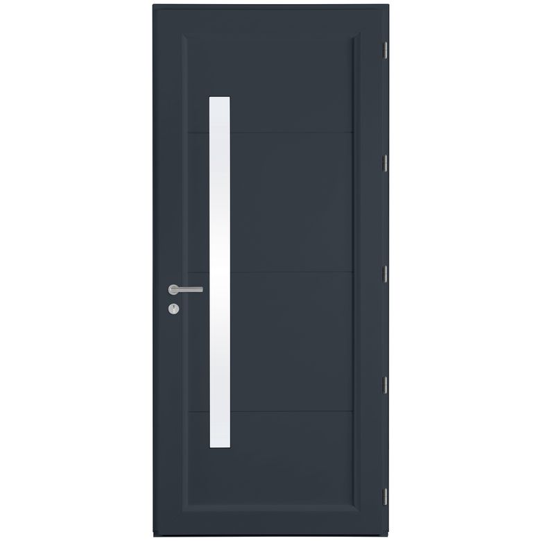 Porte d'entrée ALICE PVC Gris/Blanc 215 x 90 cm