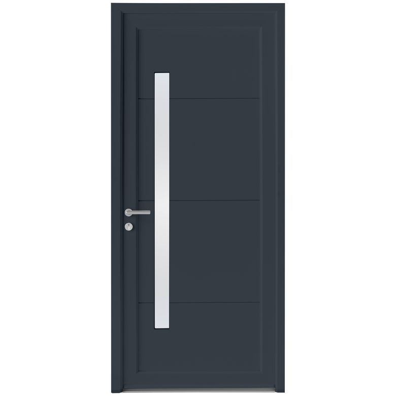 Porte d'entrée ALICE PVC Gris/Blanc 215 x 90 cm-Lapeyre