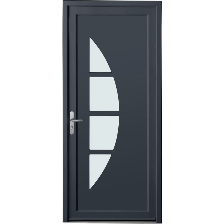 Porte d'entrée STELLA PVC Gris/Blanc 215 x 90 cm-Lapeyre
